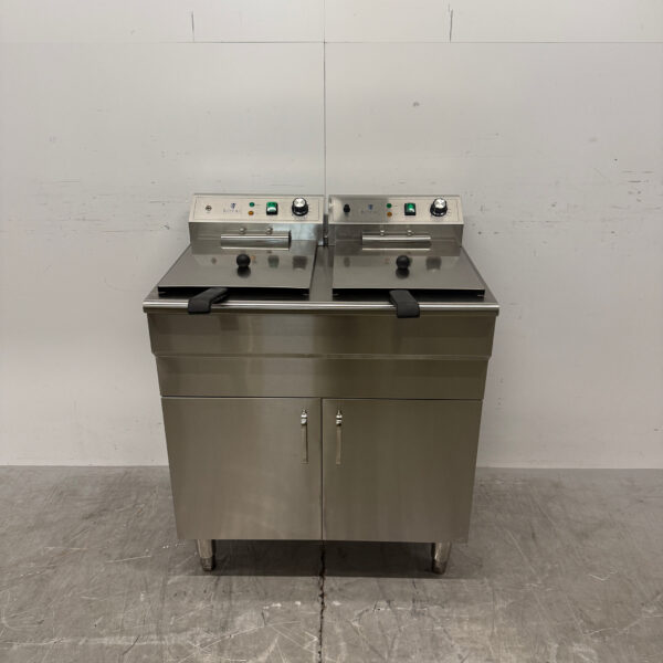 RVS Royal Catering Dubbele Friteuse 2 x 16 liter 2 x 400V Horeca