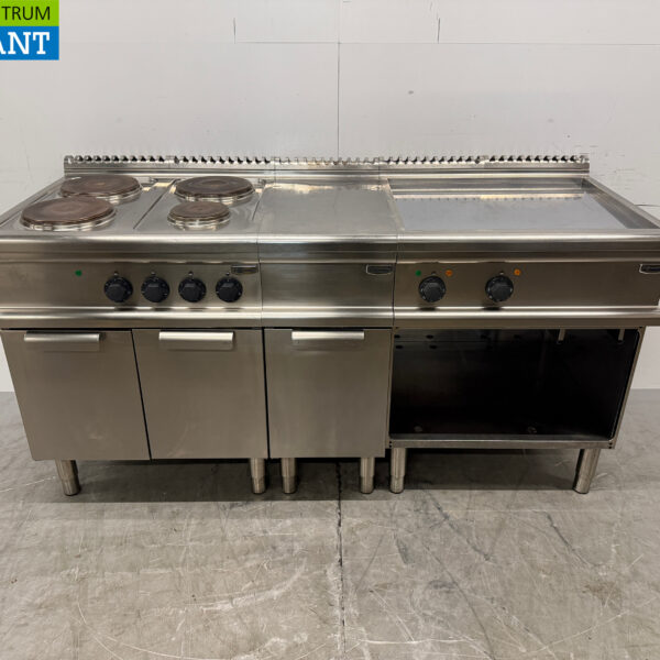 RVS Electrolux Baklijn 4 Pits Fornuis + Gladde Bakplaat 2 x 400V Horeca