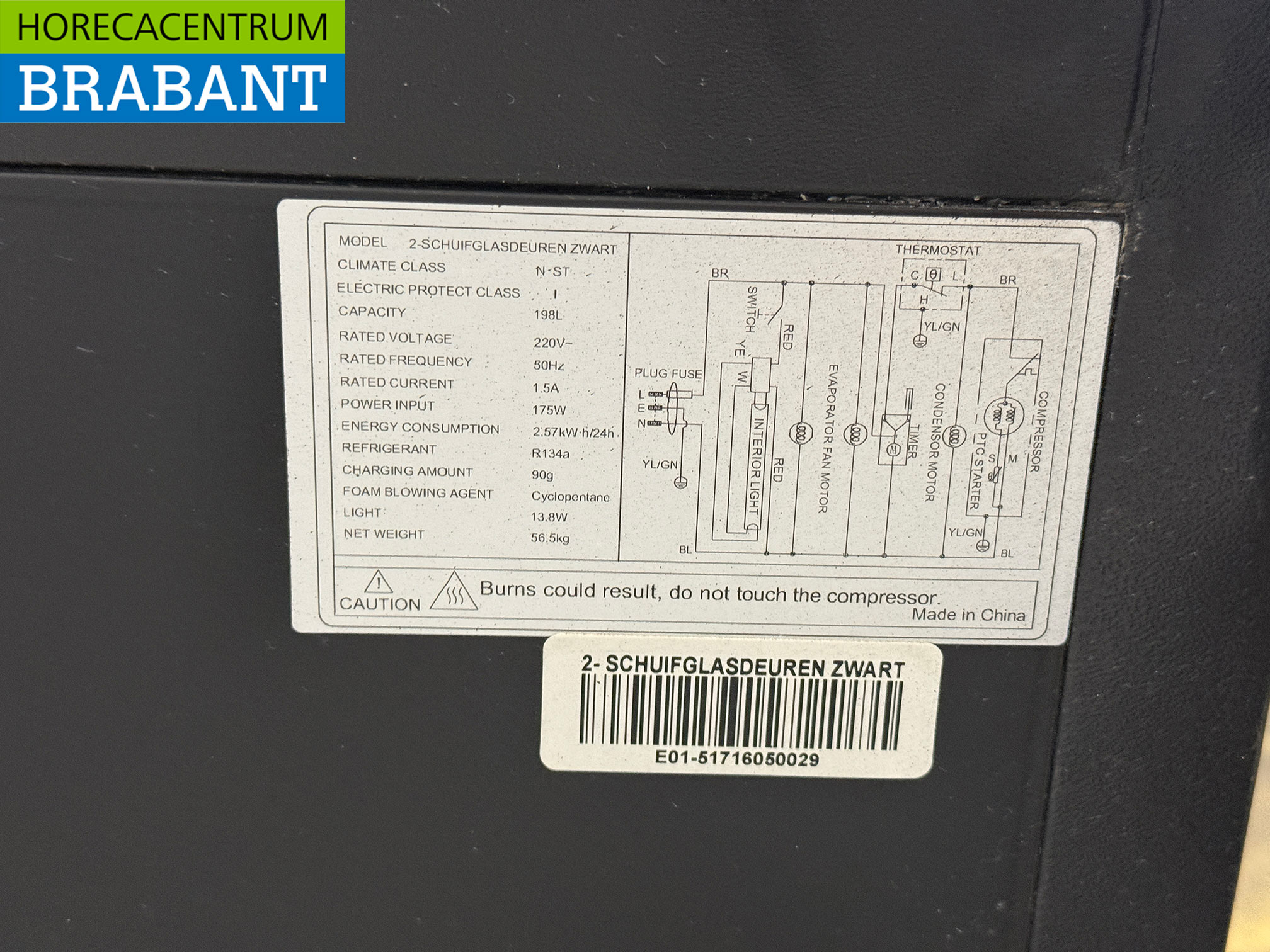 Barkoeling 2 Glazen Schuifdeuren 90,5 cm 230V Horeca - Afbeelding 5