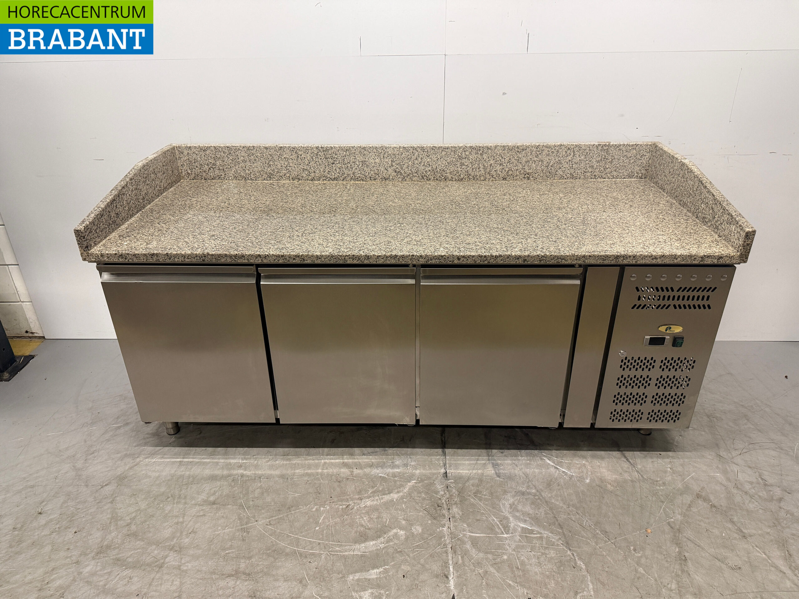 RVS Pelican Pizzawerkbank Koelwerkbank 3 Deuren 201,5 cm 230V Horeca