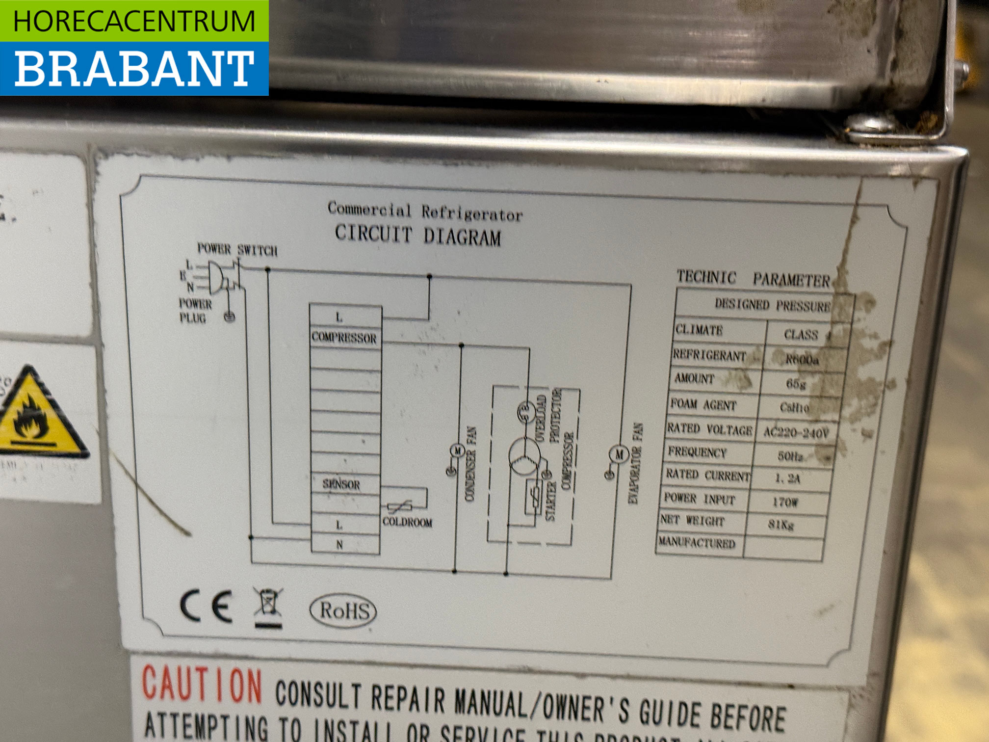 RVS Ecofrost Saladette Koelwerkbank 2 Deuren 90 cm 230V Horeca - Afbeelding 6