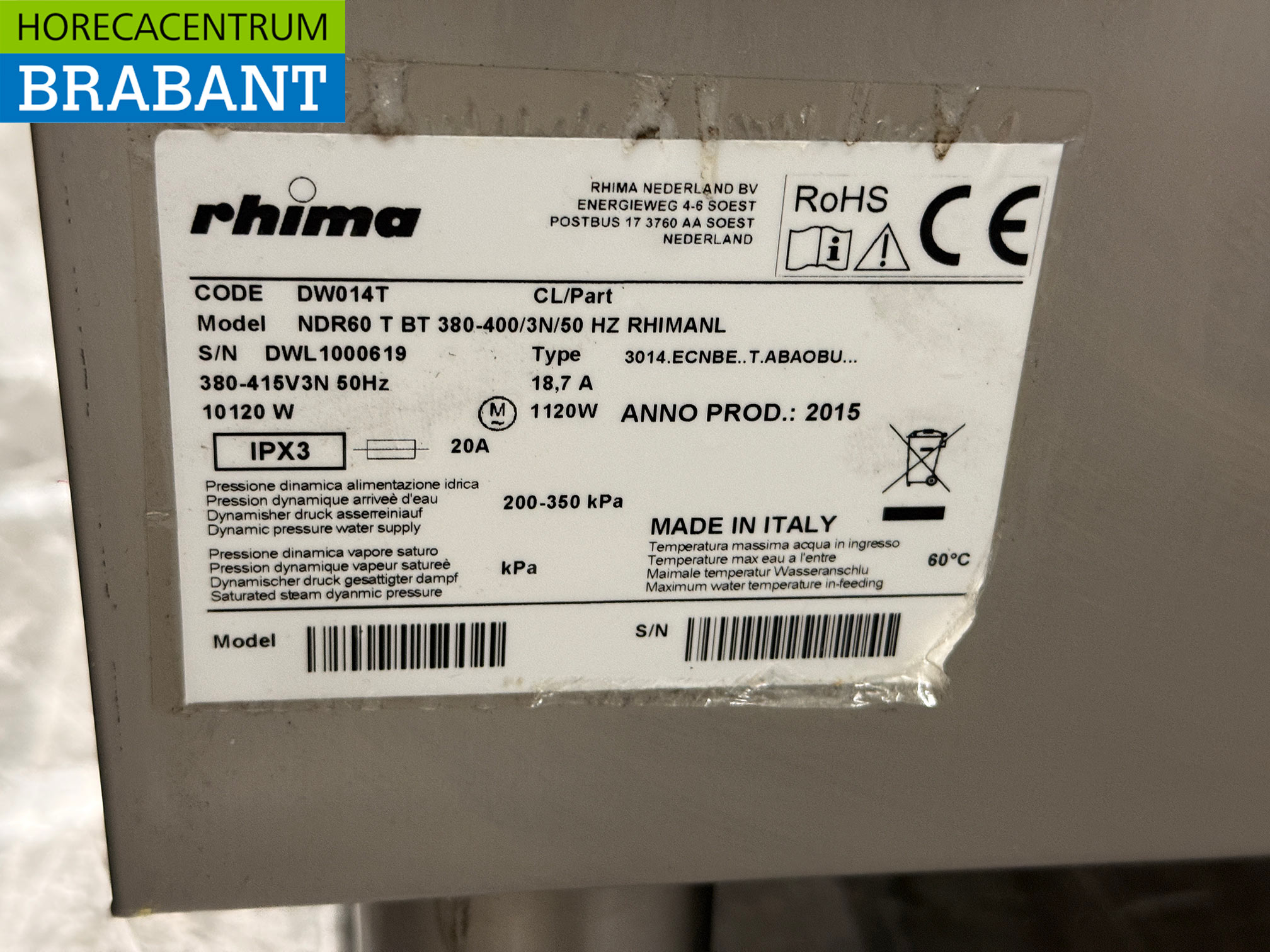 RVS Rhima DR60 Doorschuifvaatwasser 400V Horeca - Afbeelding 6
