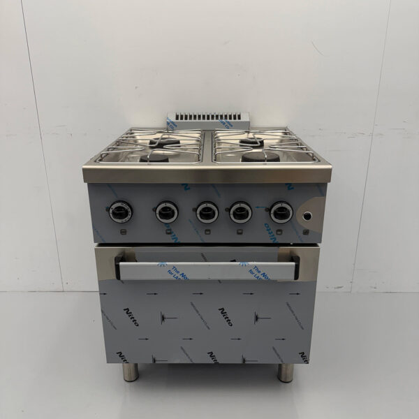 RVS MBM Dexion 4 pits Fornuis Gasfornuis met gasoven oven 70 cm GAS Horeca