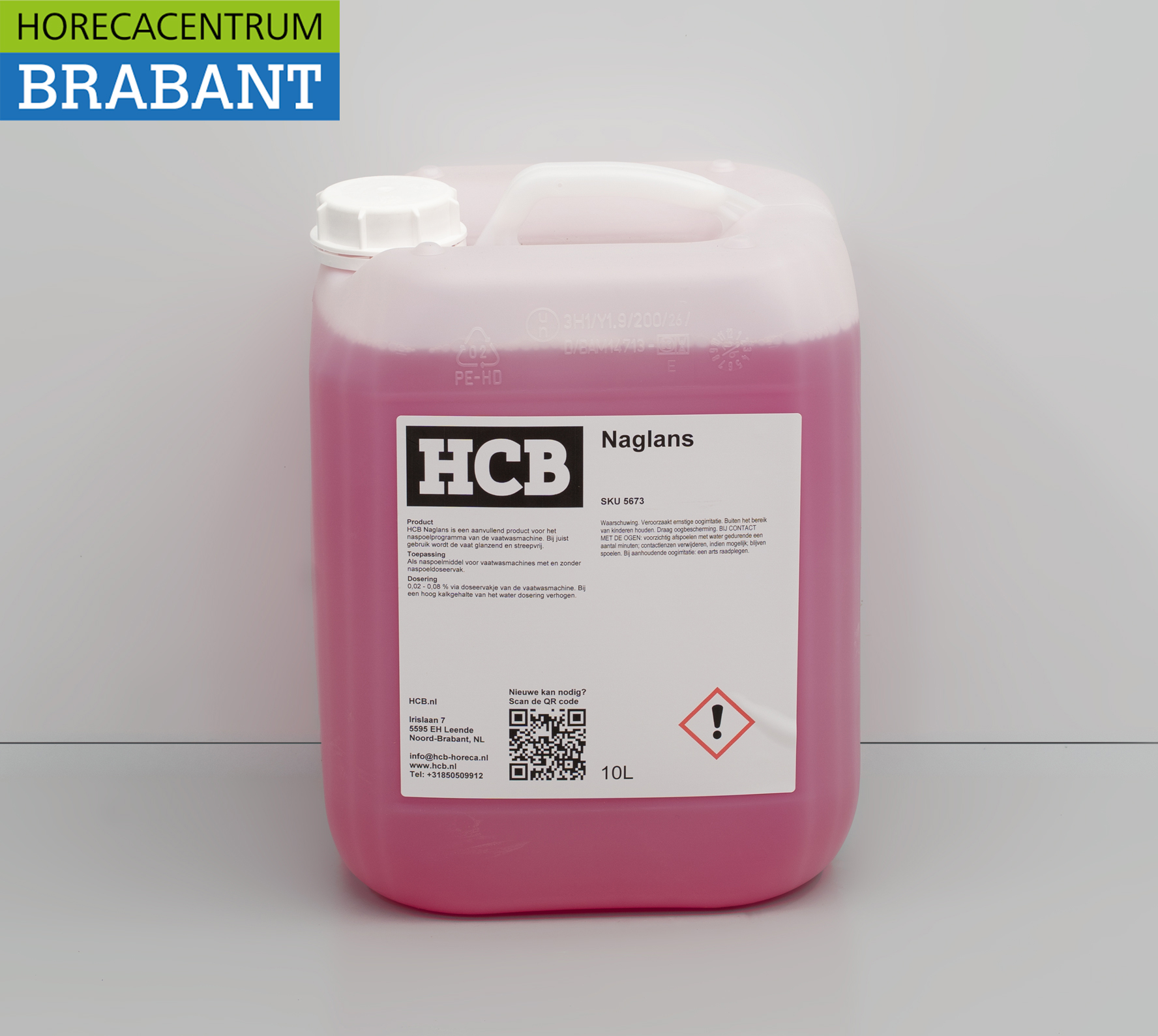 HCB Universeel Naglansmiddel voor vaatwasser en glazenspoelmachine Zeep 10 liter Horeca