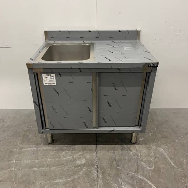 RVS Spoeltafel spoelbak Premium-line 2 schuifdeuren 100 cm Horeca
