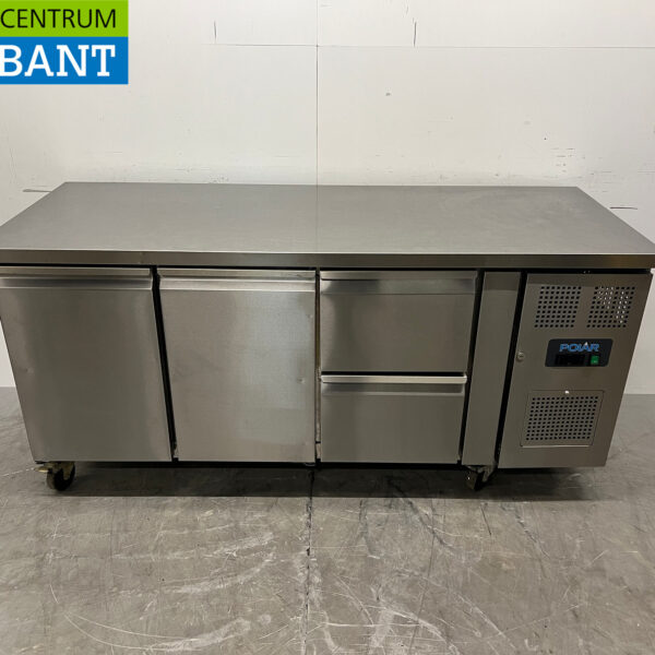 RVS Polar Verrijdbare Koelwerkbank 2 deuren en 2 laden 179,5 cm 230V Horeca