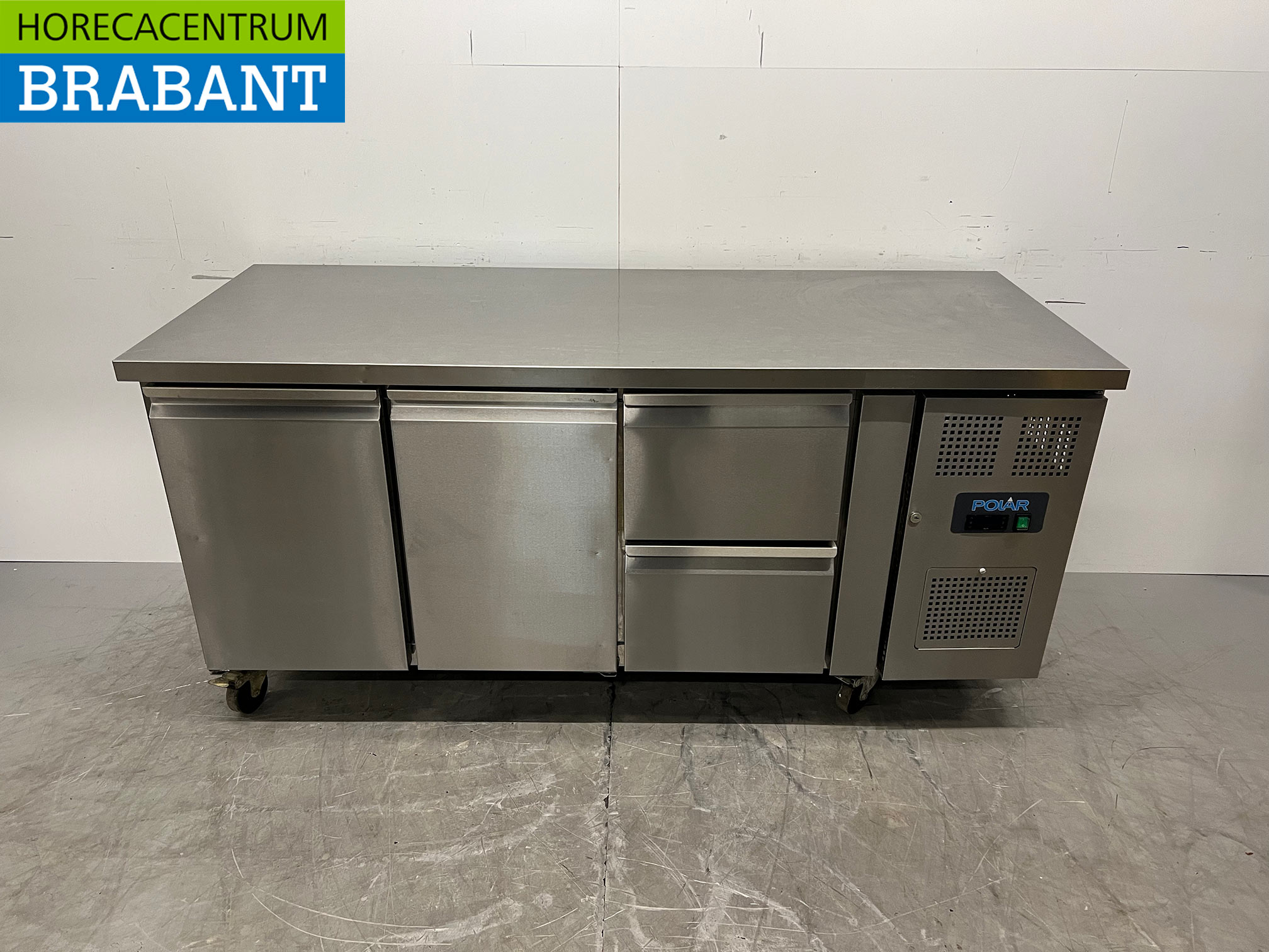 RVS Polar Verrijdbare Koelwerkbank 2 deuren en 2 laden 179,5 cm 230V Horeca