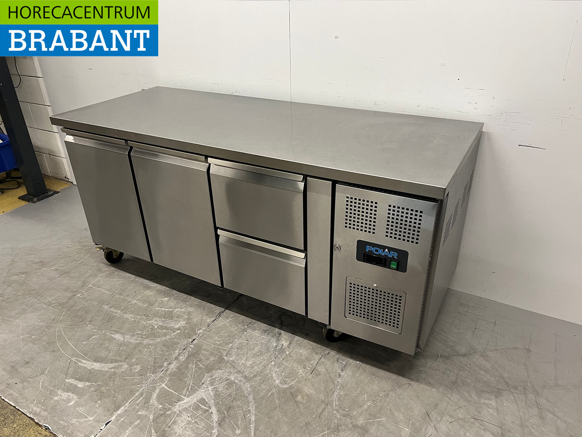 RVS Polar Verrijdbare Koelwerkbank 2 deuren en 2 laden 179,5 cm 230V Horeca - Afbeelding 2