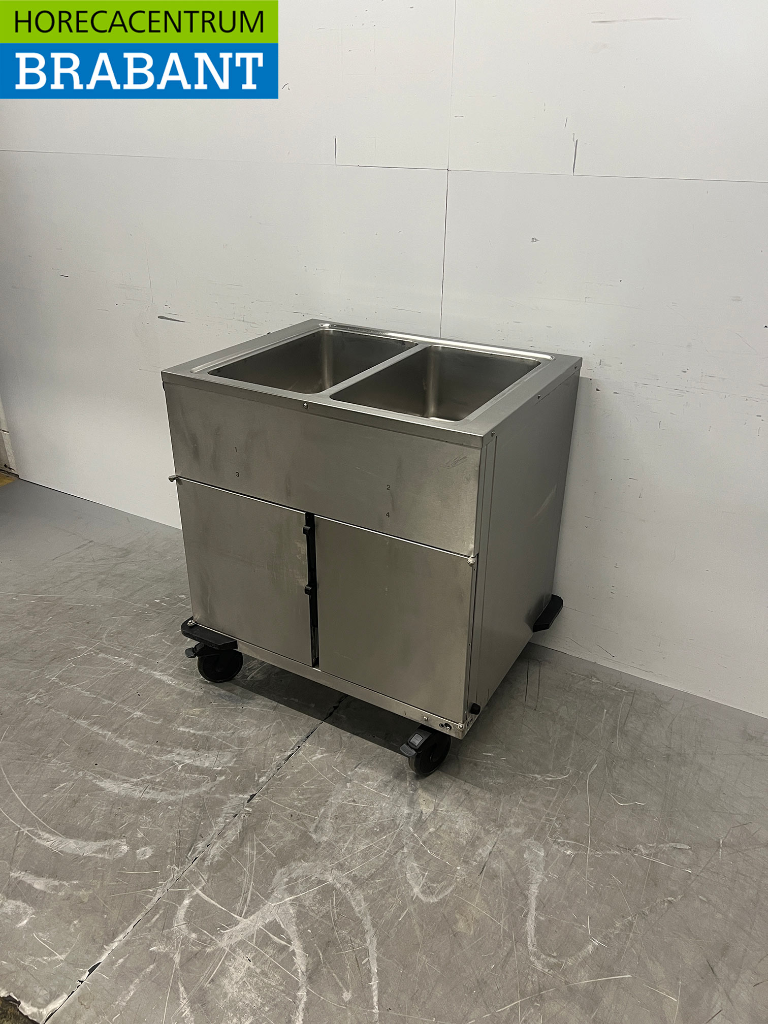 RVS Rieber Verrijdbare Bain-Marie 2 x 1/1 GN met warmhoudkast 230V Horeca - Afbeelding 2