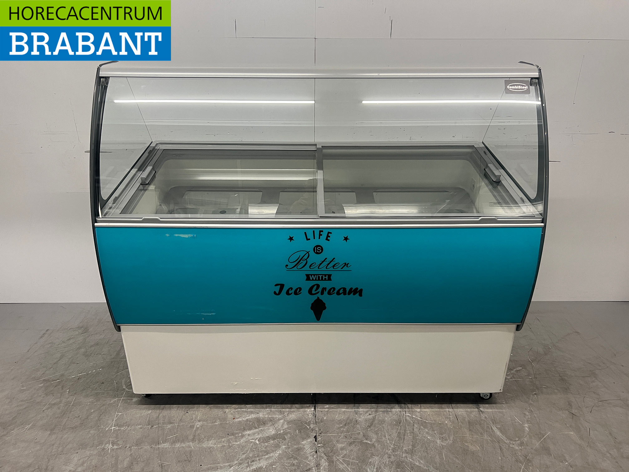 Verrijdbare Combisteel Curacao Schepijsvitrine 10 bakken 230V Horeca