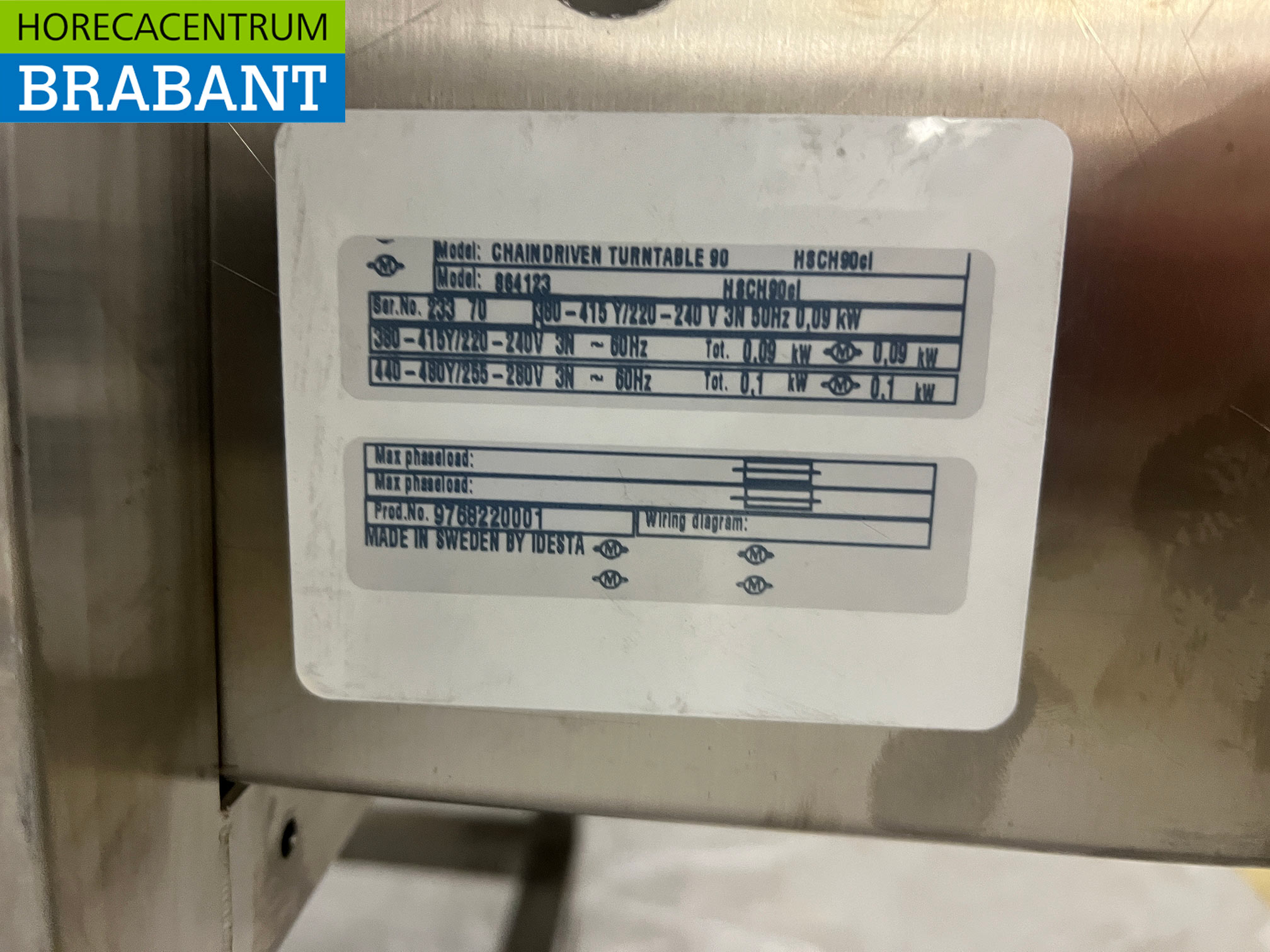 RVS Idesta Afvoertafel Aangedreven 90 graden Keerbocht 400V Horeca - Afbeelding 7