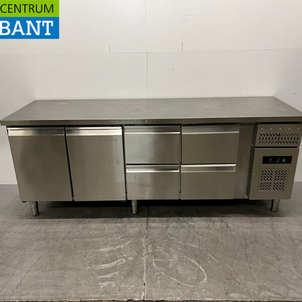 RVS Maxxfrost Koelwerkbank 2 Deuren en 4 Laden 223 cm 230V Horeca