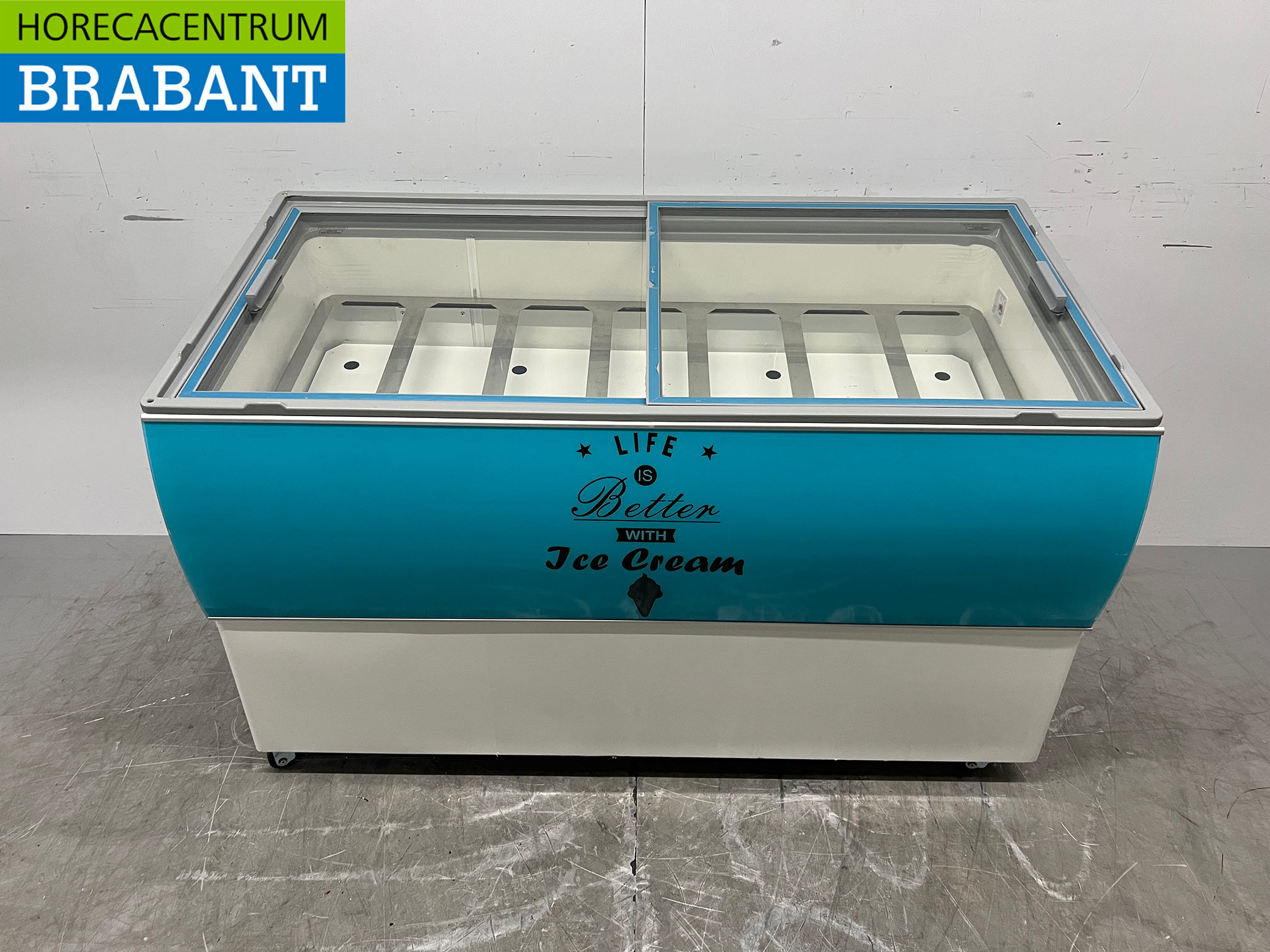 Verrijdbare Combisteel Curacao Schepijsvitrine 10 bakken 230V Horeca