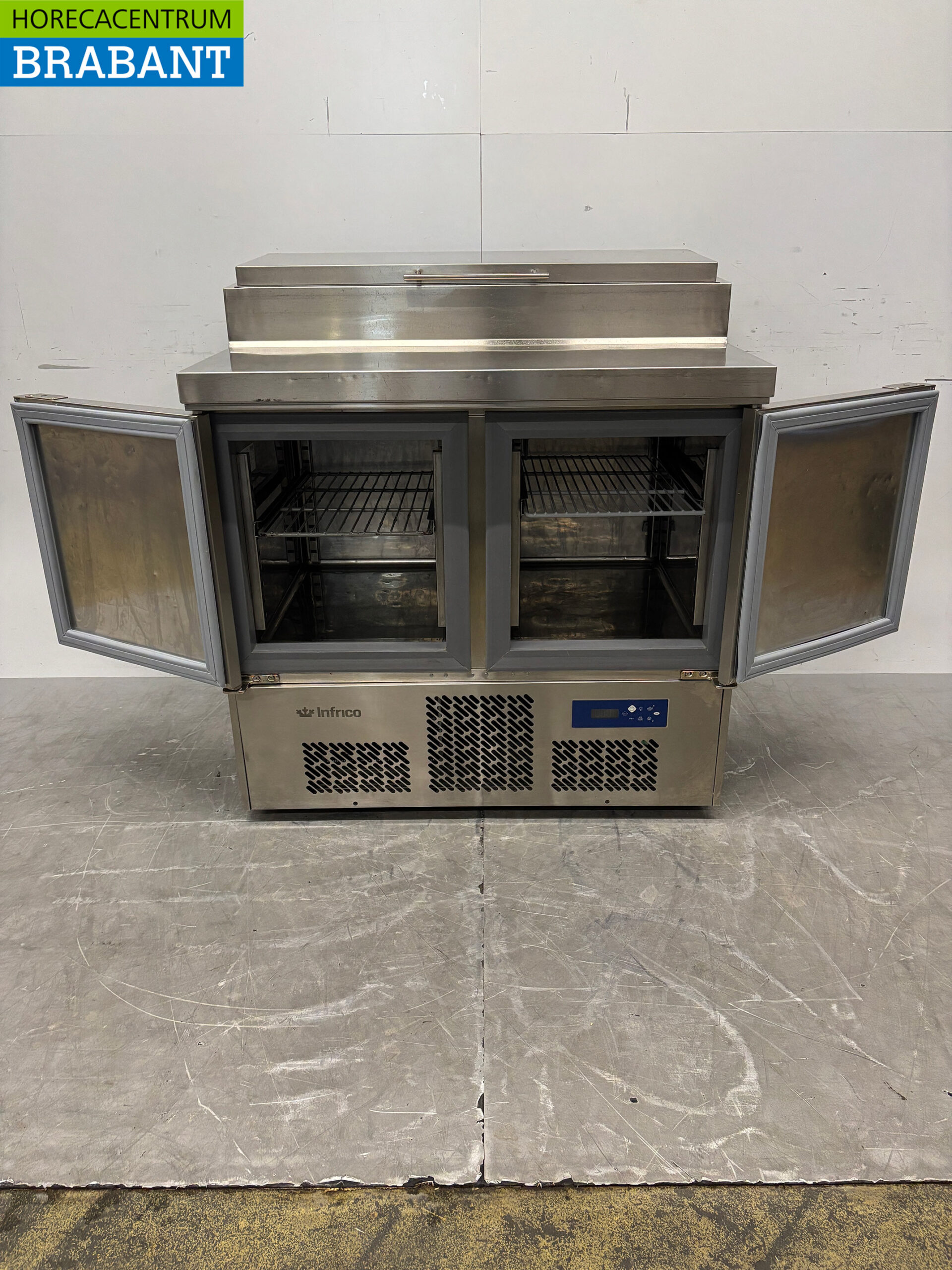 RVS Infrico Saladette Koelwerkbank 2 Deuren 98 cm 230V Horeca - Afbeelding 4