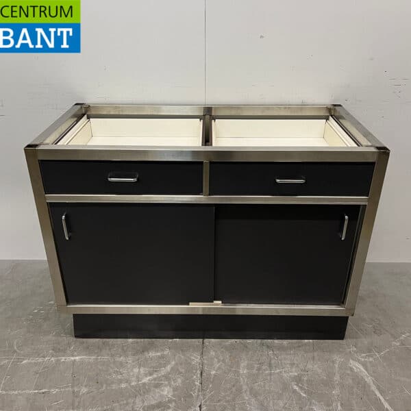 RVS Onderkast Kast 2 Schuifdeuren en 2 laden 120 cm Horeca