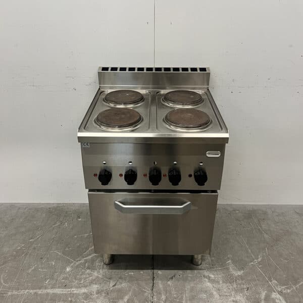 RVS Modular 4 Pits Elektrisch Fornuis met oven 5 x 2/3 GN 60 cm 400V Horeca