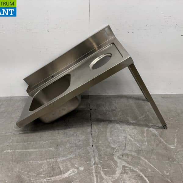RVS Aanvoertafel met gat voor prullenbak 121 x 72 x 90 cm Horeca