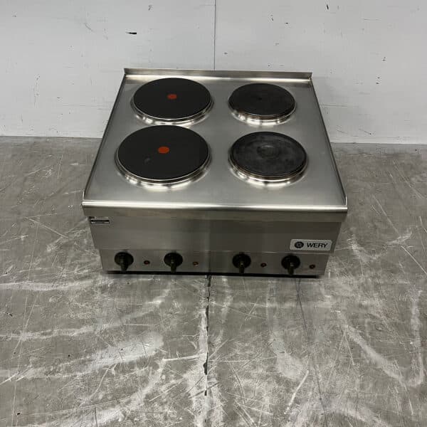 RVS Wery 4 pits elektrisch fornuis 60 cm 400V Horeca