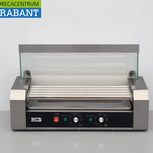 HCB RVS Hotdog grill 5 rollen met glazen kap 230V Horeca