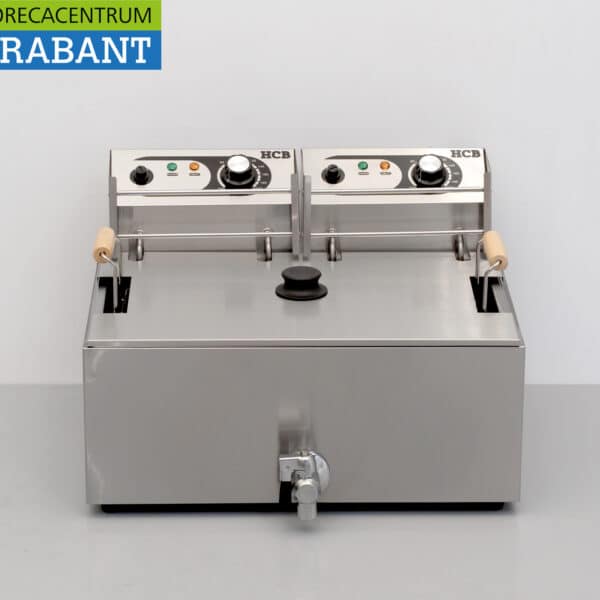 HCB RVS Visfriteuse Oliebolfriteuse Friteuse Frituur 14 liter met aftapkraan 230V Horeca
