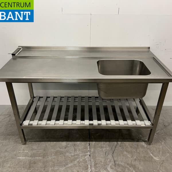 RVS Aanvoertafel t.b.v. doorschuifvaatwasser 165 x 80 cm Horeca