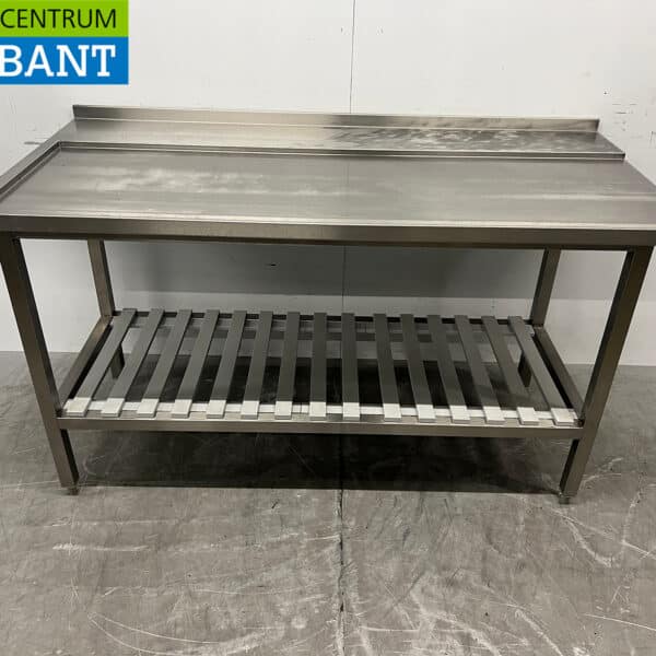 RVS Afvoertafel t.b.v doorschuifvaatwasser 165 cm Horeca
