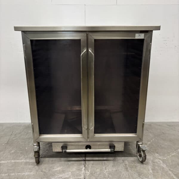 RVS Verrijdbare Warmhoudkast 2 Glazen klapdeuren 20 x 60/40 cm 230V Horeca