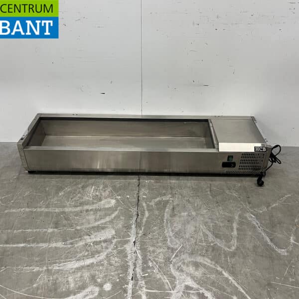 RVS HCB Opzetvitrine Opzet koelvitrine saladiere 5 x 1/3 en 1 x 1/2 GN 150 cm Horeca