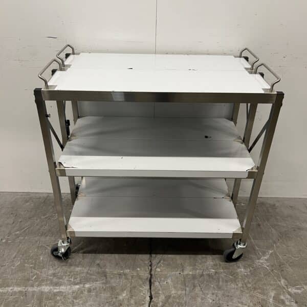 RVS inklapbare serveerwagen serveertrolley 3 lagen 89 cm Horeca