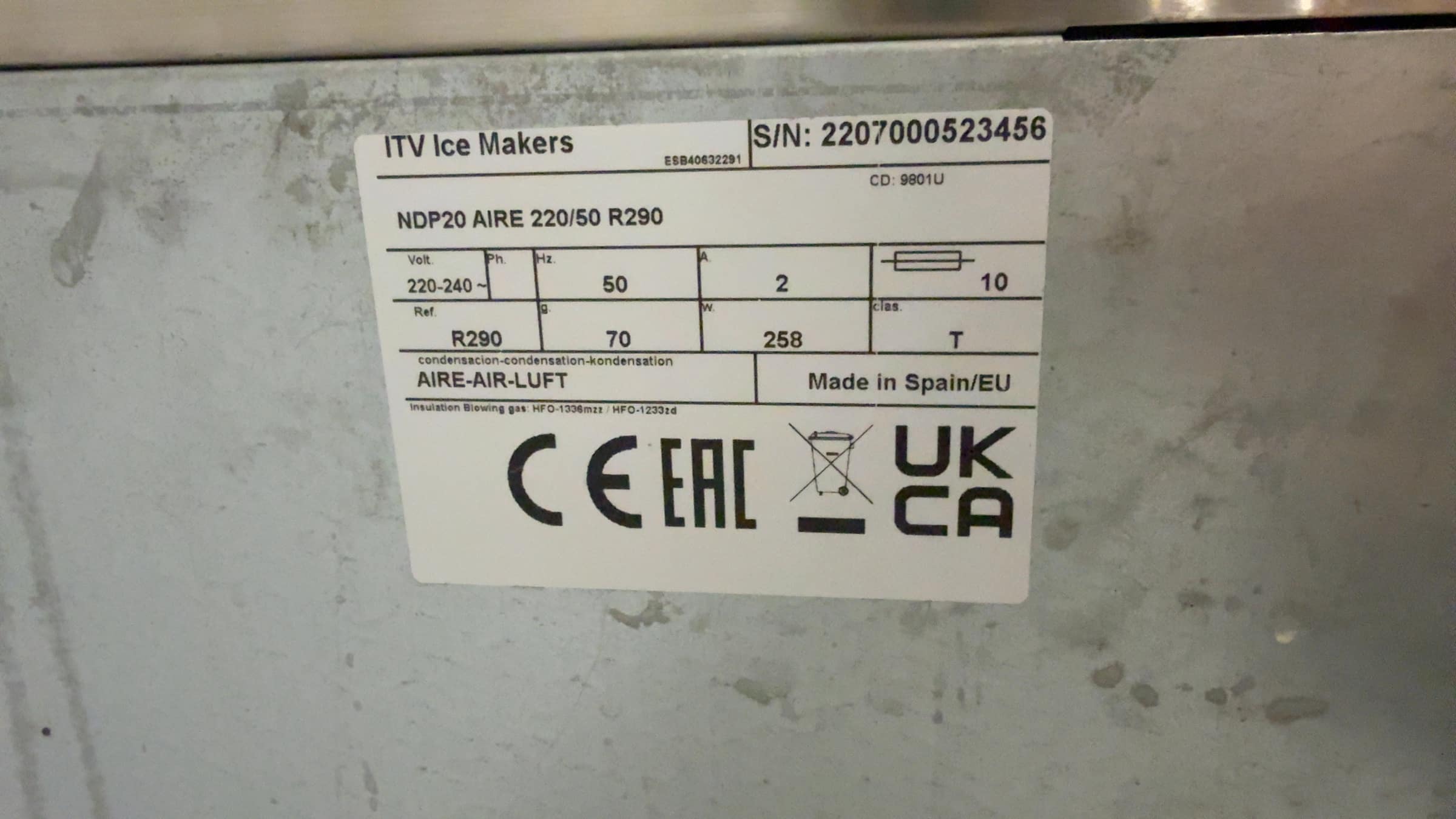 RVS ITV Ijsblokjesmachine 21 kg per dag 6 kg bunker 230V Horeca