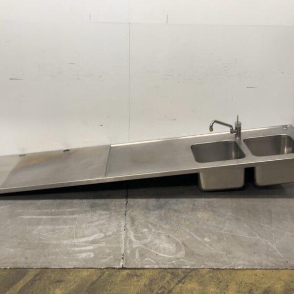 RVS Spoelblad dubbele spoelbakken met kraan 310x70x60 cm Horeca