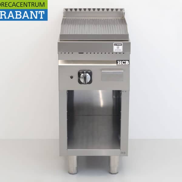 HCB RVS Bakplaat Geribbeld 6,5 kW GAS 40 cm Horeca