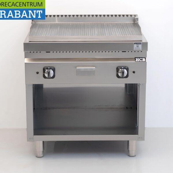 HCB RVS Bakplaat Geribbeld 13 kW 80 cm GAS Horeca