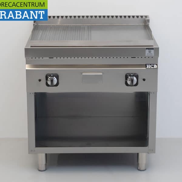 HCB RVS Bakplaat Glad / Geribbeld 13 kW 80 cm GAS Horeca