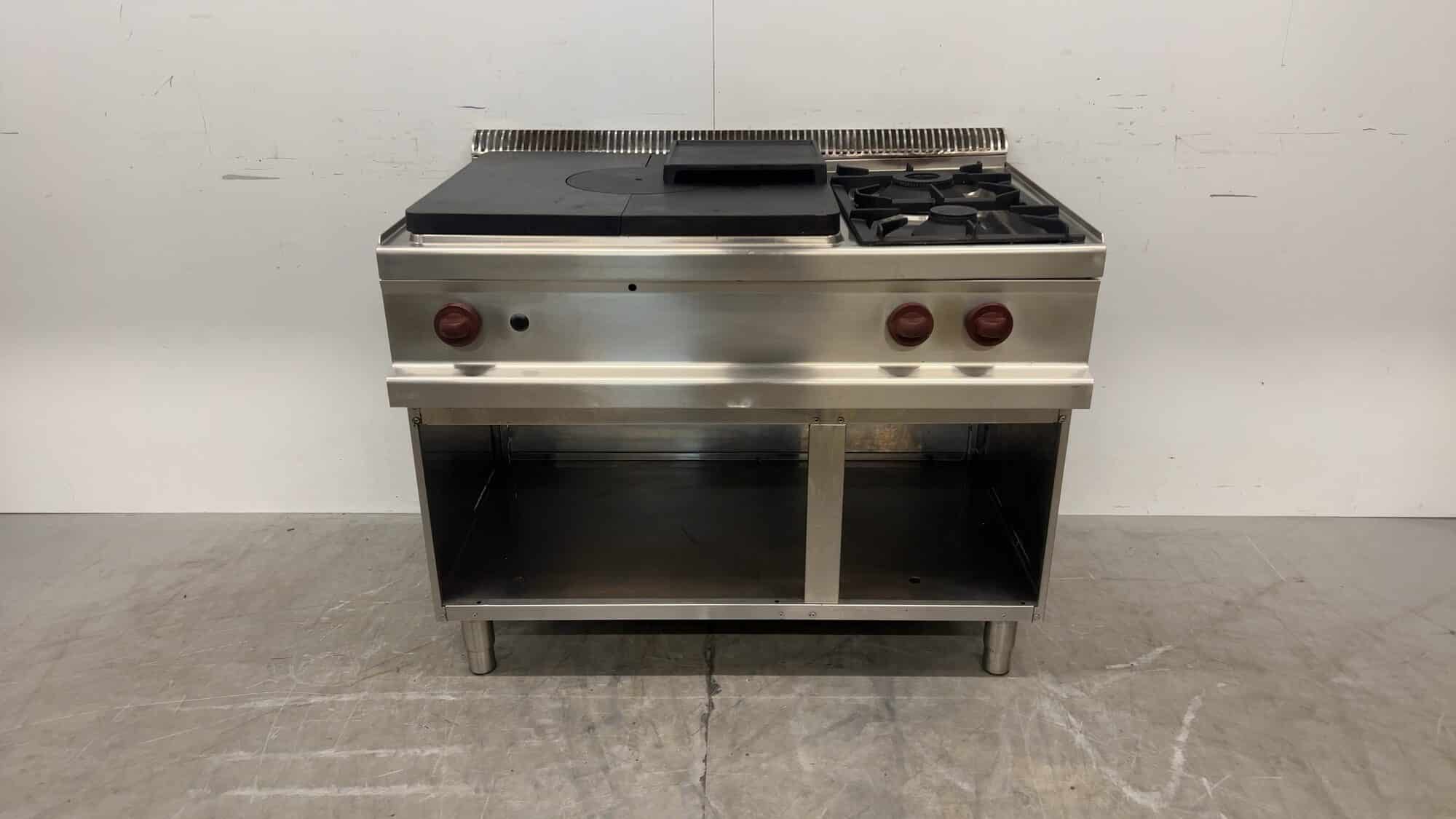2-pits Fornuis met doorkookplaat 110 x 73 x 86 cm Horeca