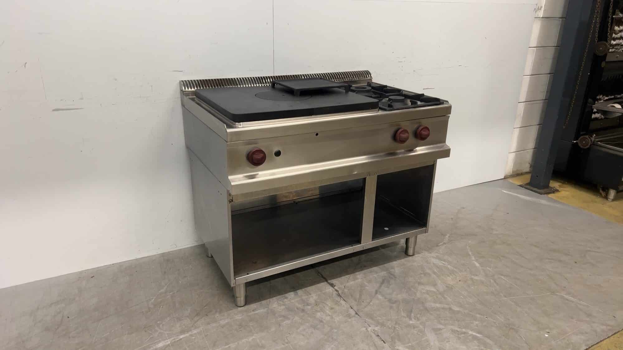 2-pits Fornuis met doorkookplaat 110 x 73 x 86 cm Horeca