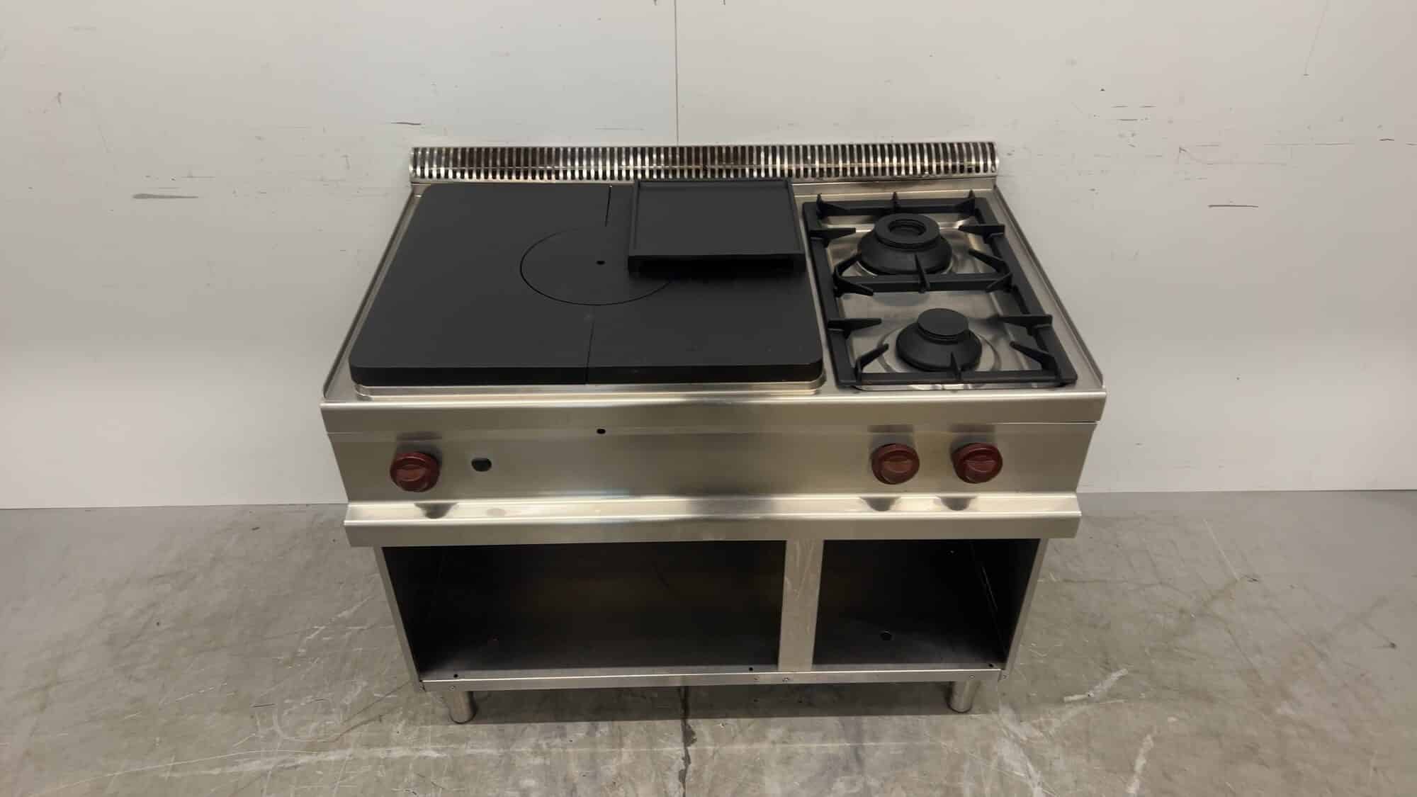 2-pits Fornuis met doorkookplaat 110 x 73 x 86 cm Horeca